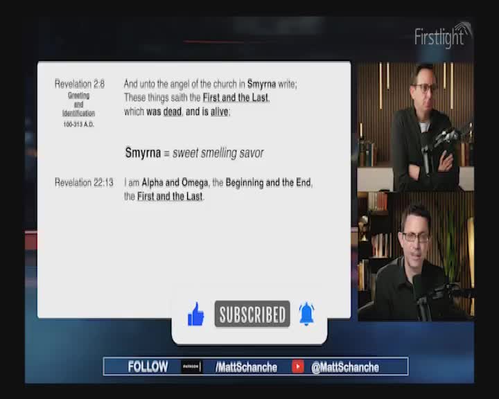 A man in glasses is speaking into a microphone, with a screen behind him displaying biblical text. Another man, also in glasses, sits in a smaller window above him. A man in glasses is speaking into a microphone, with a screen behind him displaying biblical text. Another man, also in glasses, sits in a smaller window above him.