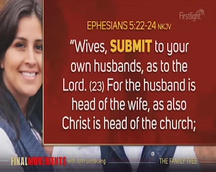 A woman's smiling face fills the left side of the screen. To her right, a Bible verse from Ephesians is displayed in large white text against a deep red background. A woman's smiling face fills the left side of the screen. To her right, a Bible verse from Ephesians is displayed in large white text against a deep red background.