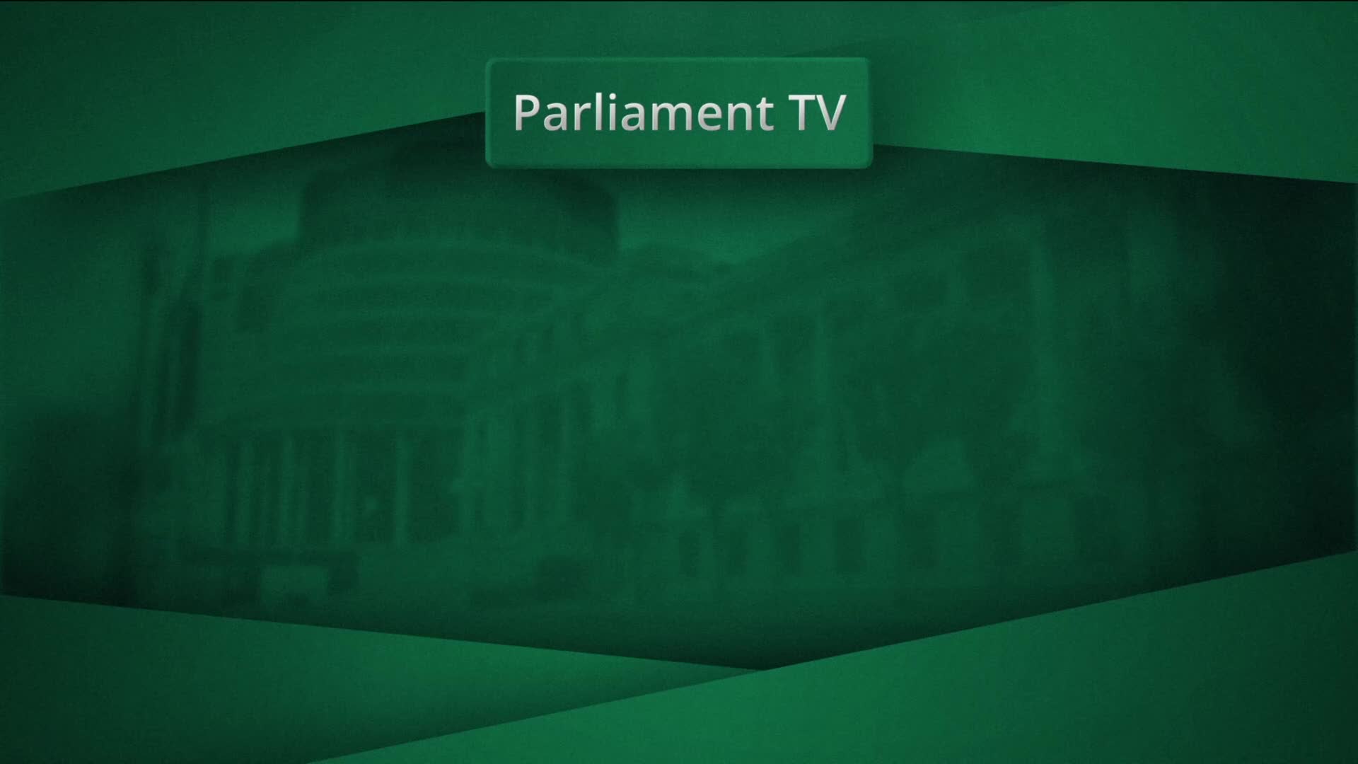 A green graphic with a blurred image of a building is displayed, and the words "Parliament TV" are centered at the top. The overall design suggests a broadcast from New Zealand's Parliament.
A green graphic with a blurred image of a building is displayed, and the words "Parliament TV" are centered at the top. The overall design suggests a broadcast from New Zealand's Parliament.
