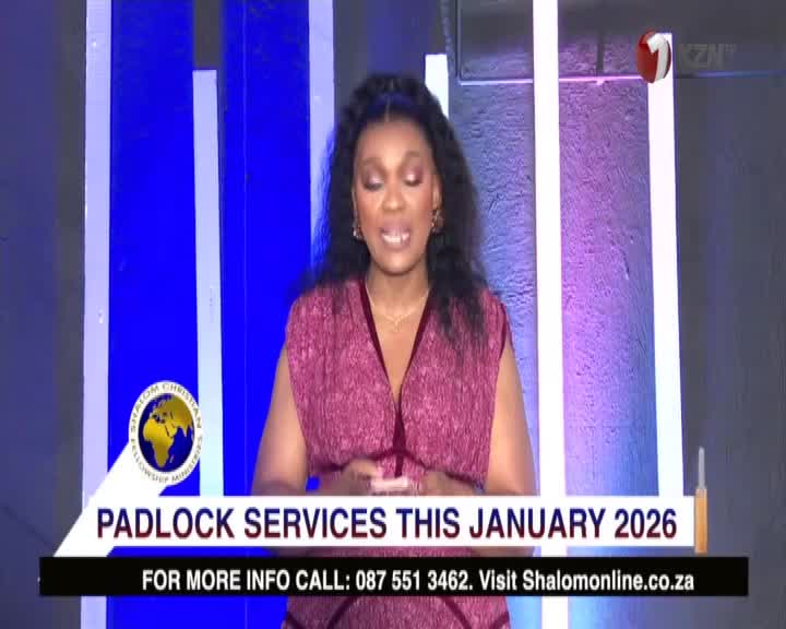 On 1KZN TV, a woman in a maroon dress speaks directly to the camera, her words likely promoting an upcoming event in South Africa. Below her, text announces "Padlock Services This January 2026" and provides contact information.
On 1KZN TV, a woman in a maroon dress speaks directly to the camera, her words likely promoting an upcoming event in South Africa. Below her, text announces "Padlock Services This January 2026" and provides contact information.