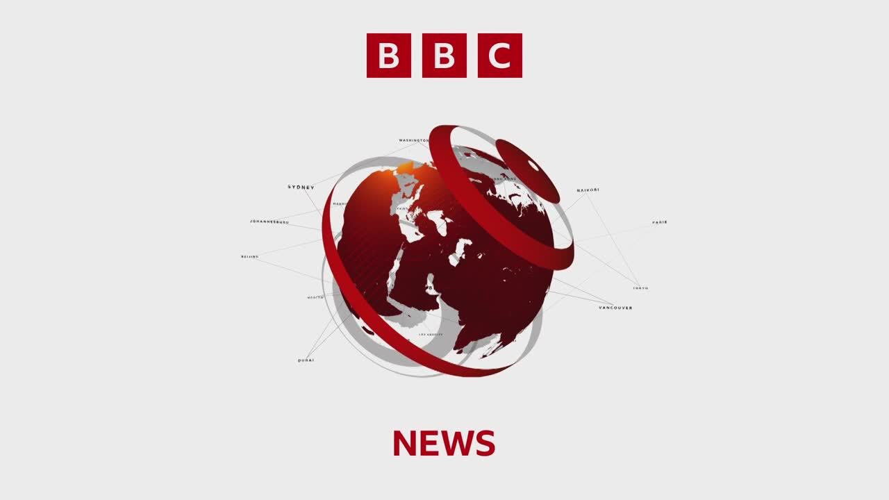 A red, stylized globe spins, its surface etched with continents. Red bands loop around it, suggesting global connections, as the word "NEWS" appears below.