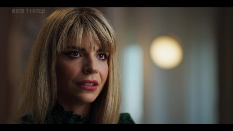 A young woman with blonde hair and dramatic eyeliner speaks, her expression earnest. The BBC Three logo appears in the corner of the screen. A young woman with blonde hair and dramatic eyeliner speaks, her expression earnest. The BBC Three logo appears in the corner of the screen.