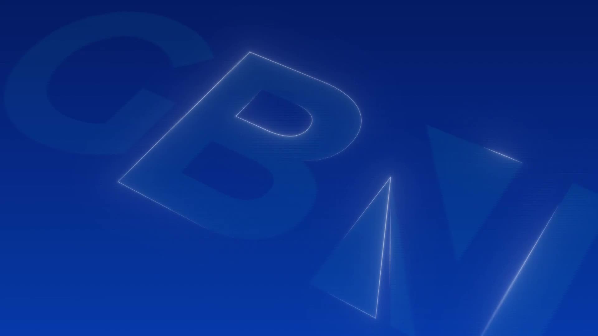 Gigantic, glowing blue letters spell out "GB NEWS" against a deep blue background. The letters appear to be made of light, with sharp, defined edges.