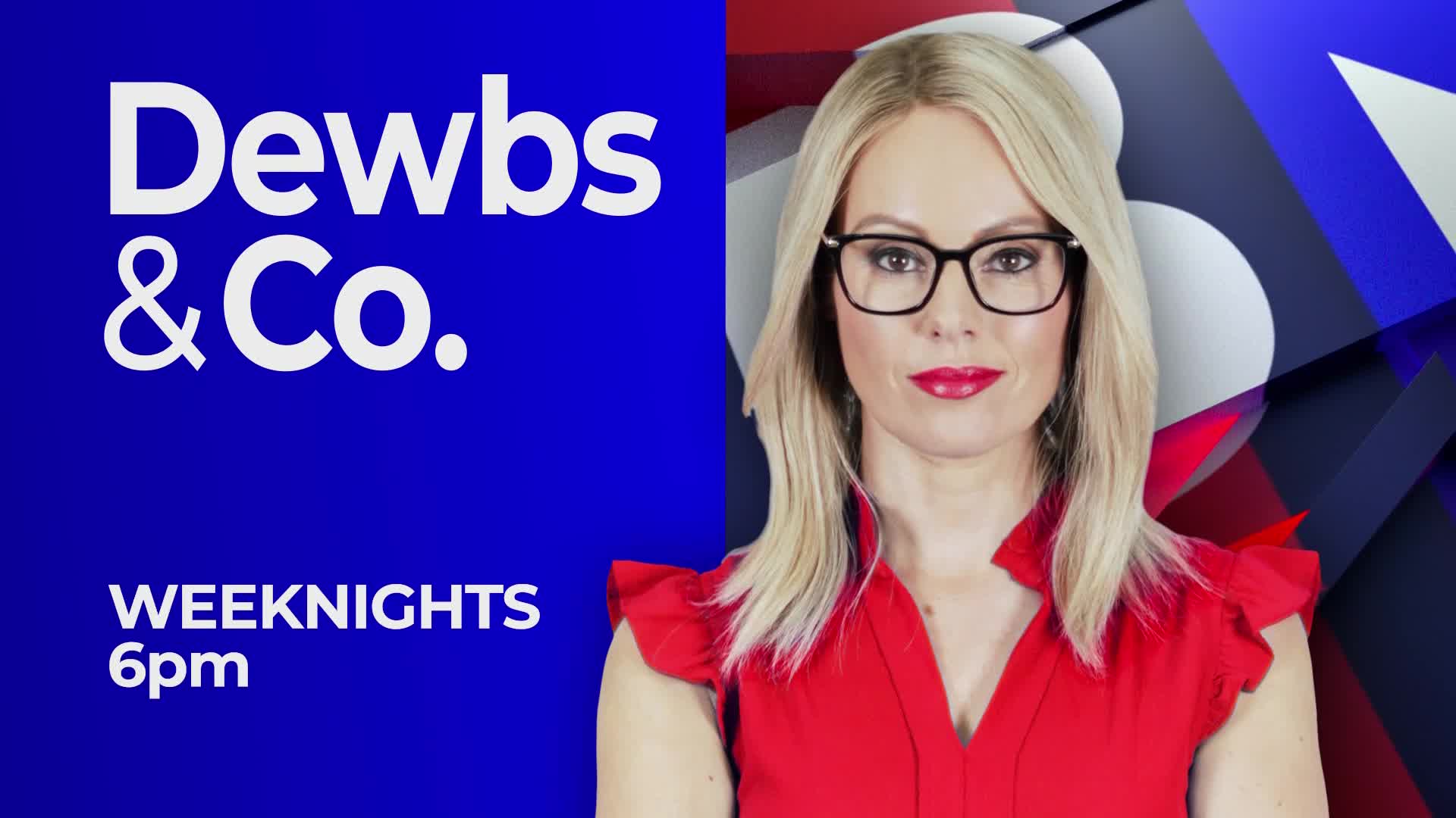 The GB News logo, "Dewbs & Co.," is displayed prominently on a vibrant blue background. A woman with blonde hair and glasses, wearing a red top, looks directly ahead. The GB News logo, "Dewbs & Co.," is displayed prominently on a vibrant blue background. A woman with blonde hair and glasses, wearing a red top, looks directly ahead.