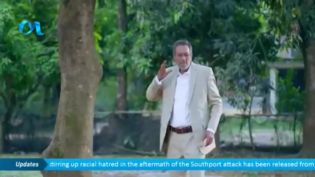 A man in a light-colored suit gestures with his hand as he walks toward the camera. The Ion TV logo is visible in the upper left corner, and the text at the bottom of the screen references the Southport attack.
