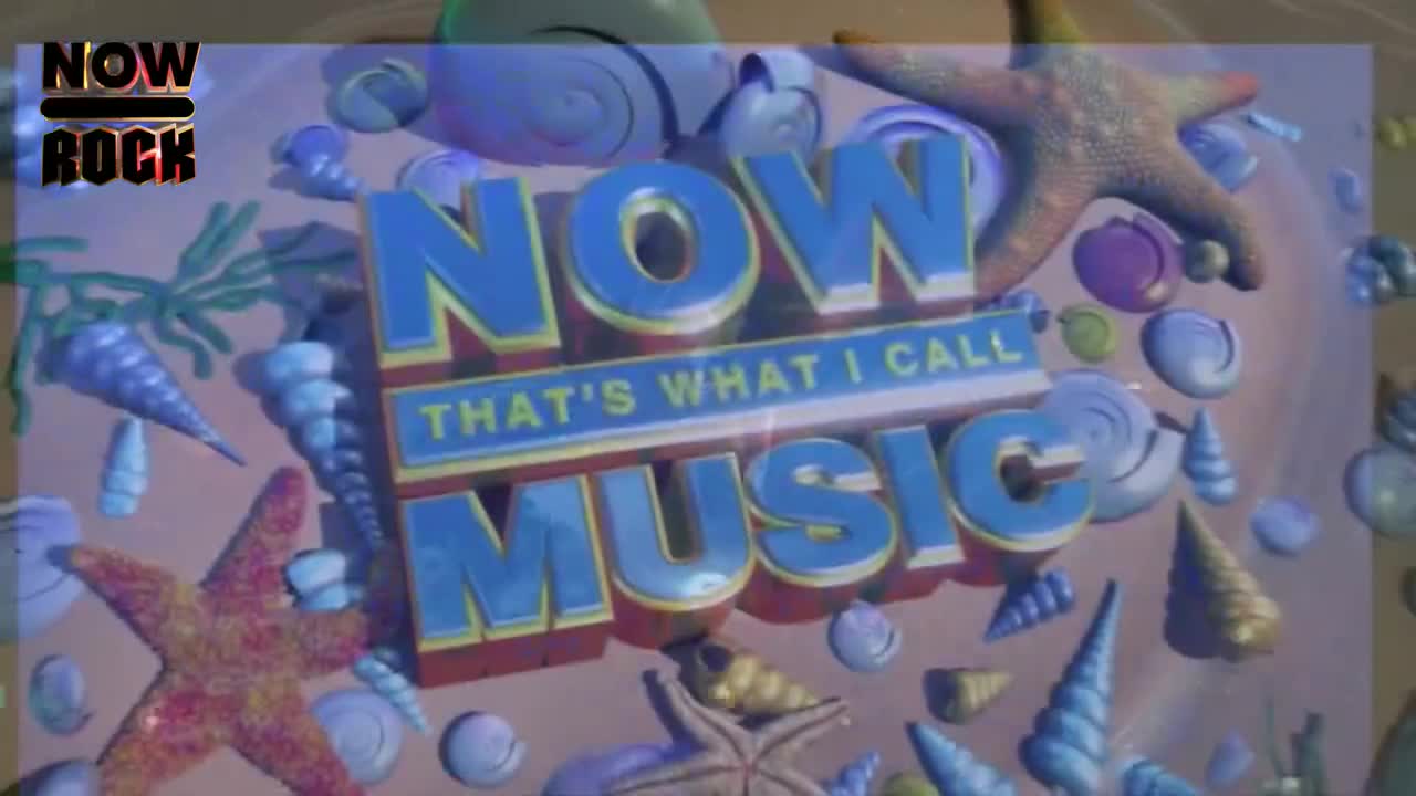 The "NOW That's What I Call Music" logo is front and center, surrounded by cartoon seashells and starfish. "NOW Rock" is in the corner, a bold, red and black stamp.
