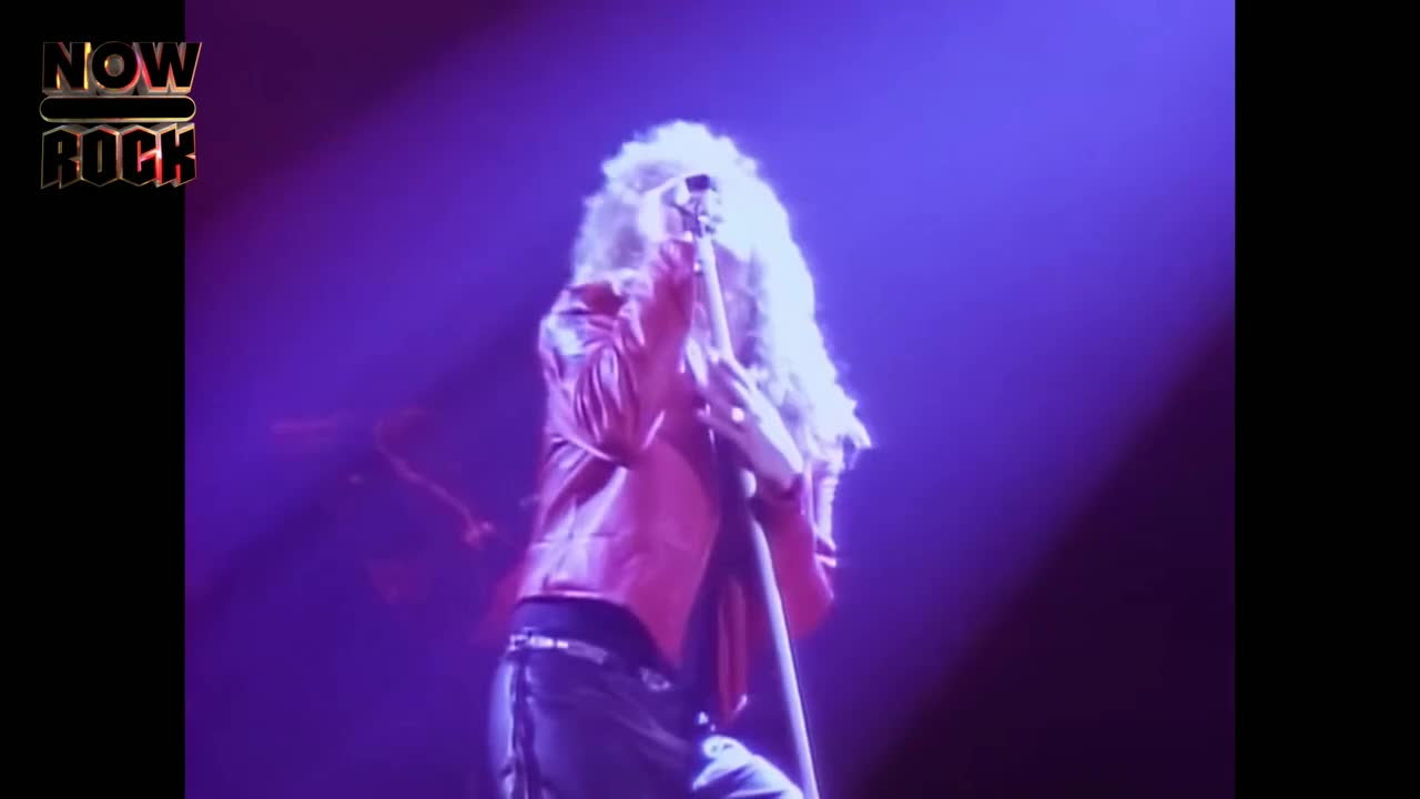 A musician with wild, light hair leans into the microphone, bathed in a purple stage light.  They're wearing a red jacket and playing what looks like a guitar, lost in the music.
