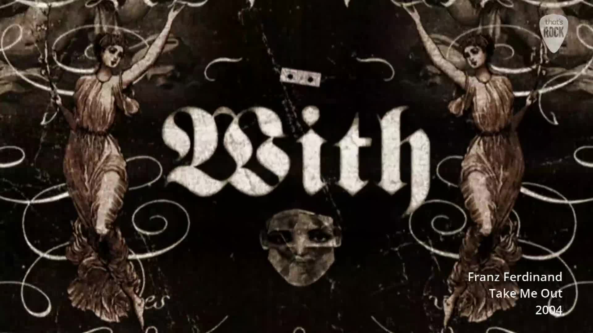 The word "With" in ornate lettering dominates the centre of the screen. Two classical figures, one on each side, reach upwards with outstretched arms. The word "With" in ornate lettering dominates the centre of the screen. Two classical figures, one on each side, reach upwards with outstretched arms.