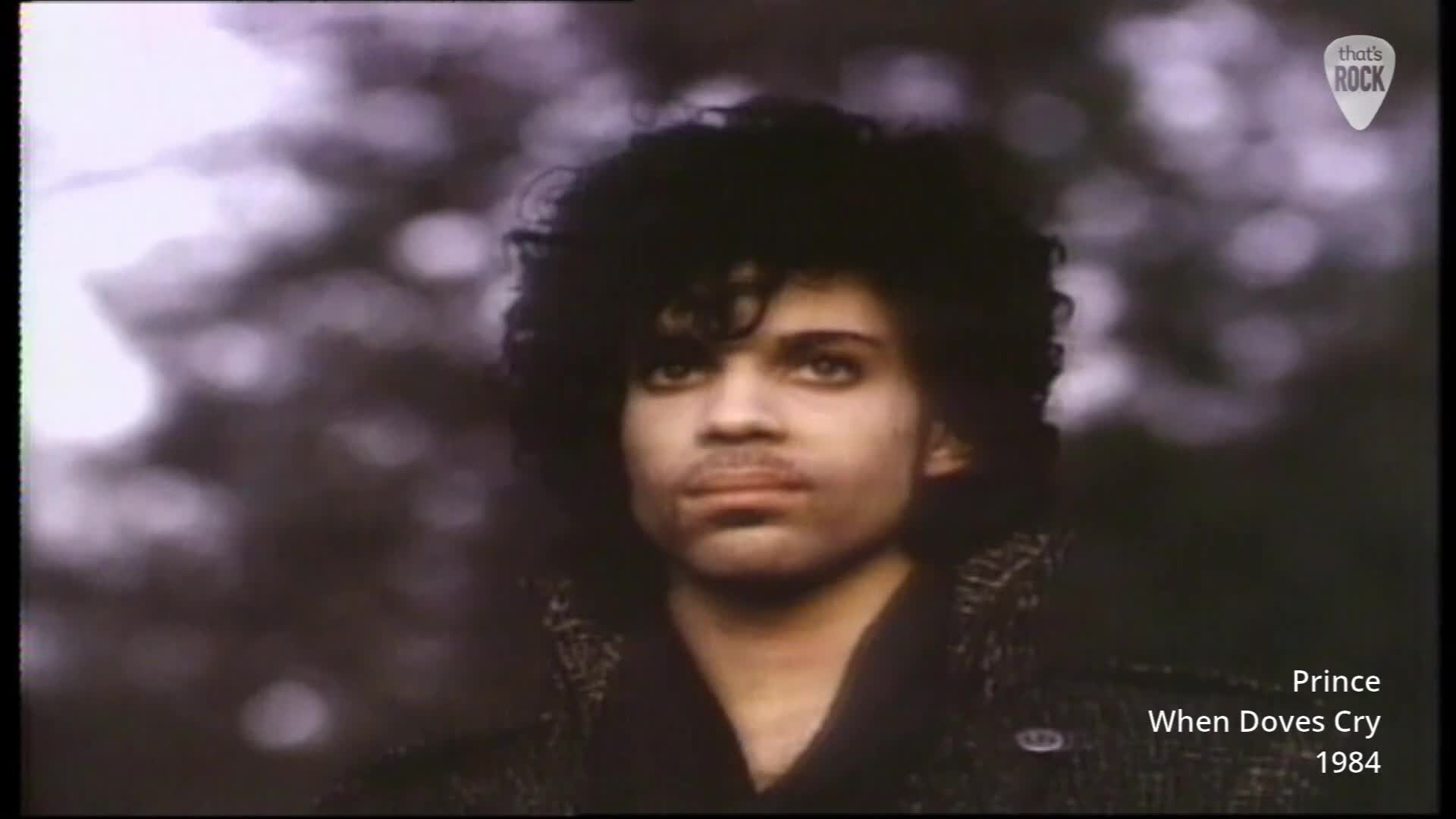 A young Prince stares intently ahead, his dark, curly hair framing his face. The background is a soft blur of light and shadow, suggesting an outdoor setting.