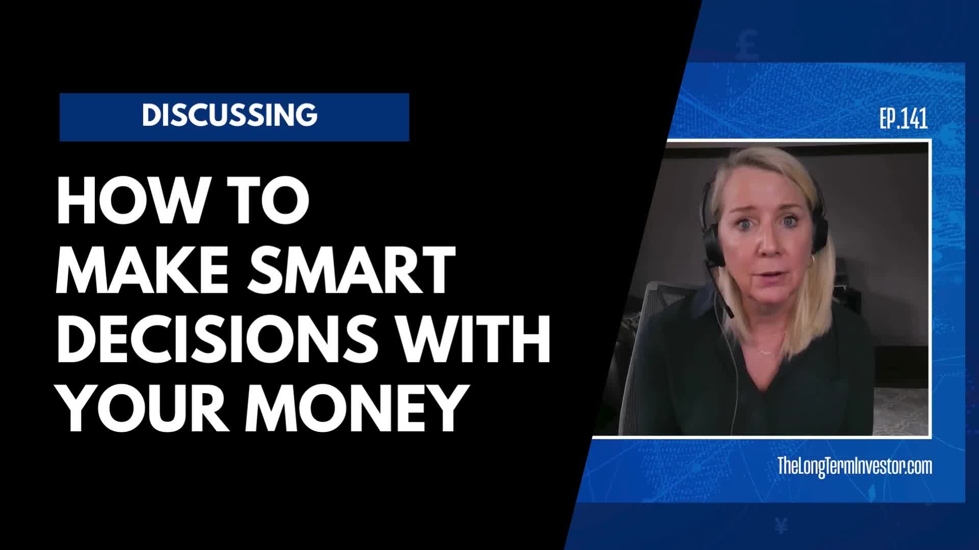 A woman with blonde hair and a headset is speaking, presumably on a Cheddar News segment. The screen's title card promises a discussion on making smart financial decisions.

