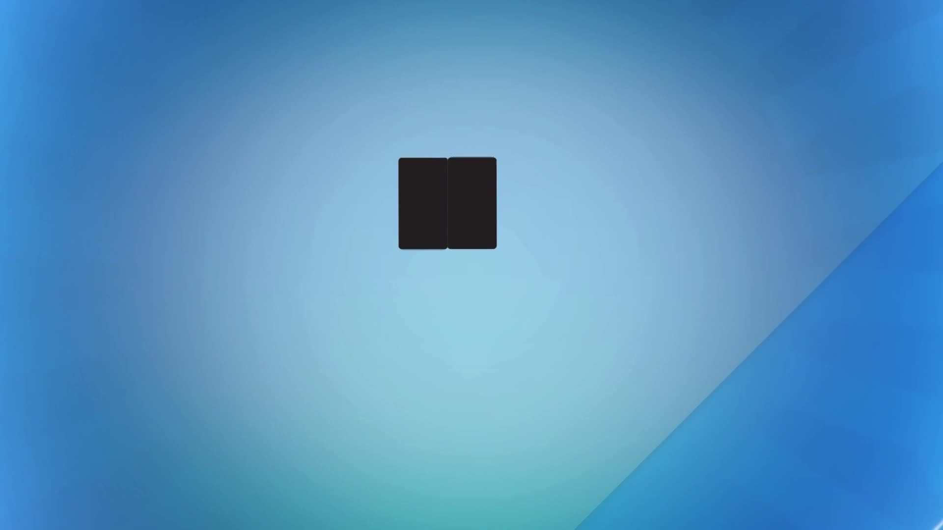 A pair of black rectangles, side-by-side, sits in the center of a gradient blue background. It's a simple, static image, perhaps a pause symbol from Cheddar News.
