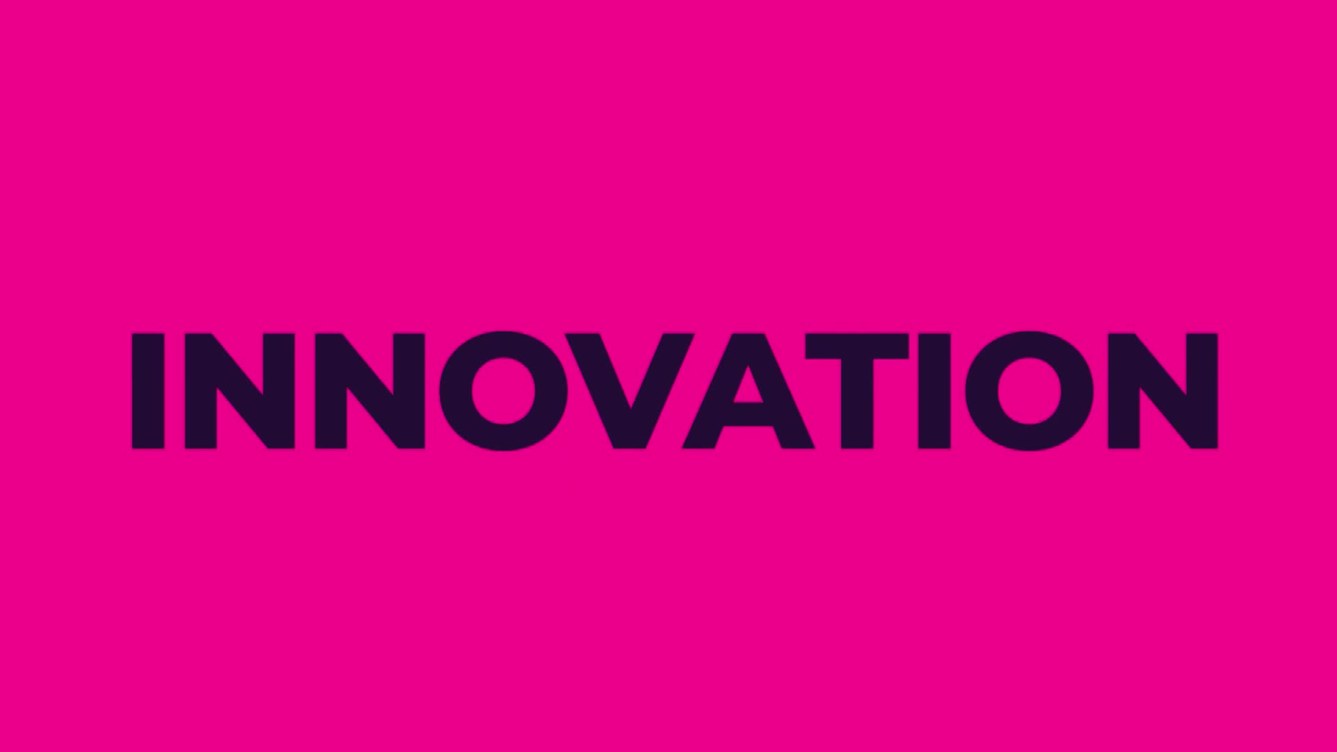 The word "INNOVATION" is displayed in dark blue, centered against a bright pink background. It's a simple, bold graphic, likely for a Cheddar News segment.
