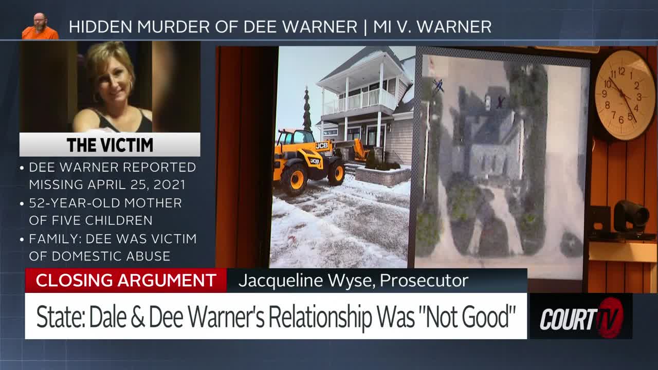 A yellow construction vehicle sits in a snowy driveway outside a house. An aerial view shows the same house with marked areas.