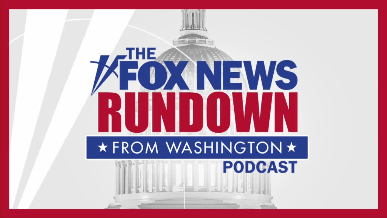 The Fox News Rundown logo is centered, with the Capitol building faintly visible behind the text. The words "From Washington" are in a blue banner, and the podcast label is at the bottom.
