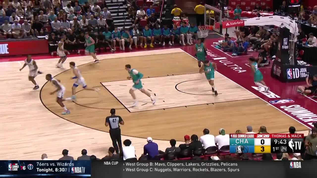 Players in teal jerseys sprint down the court, while those in white and blue try to keep up. The score is low, but the action is still intense on NBA TV.
