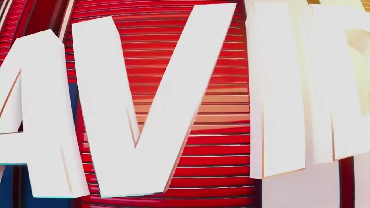 Giant white letters, forming "OAN," are moving towards me. Behind them, red and white stripes create a vibrant, layered background.