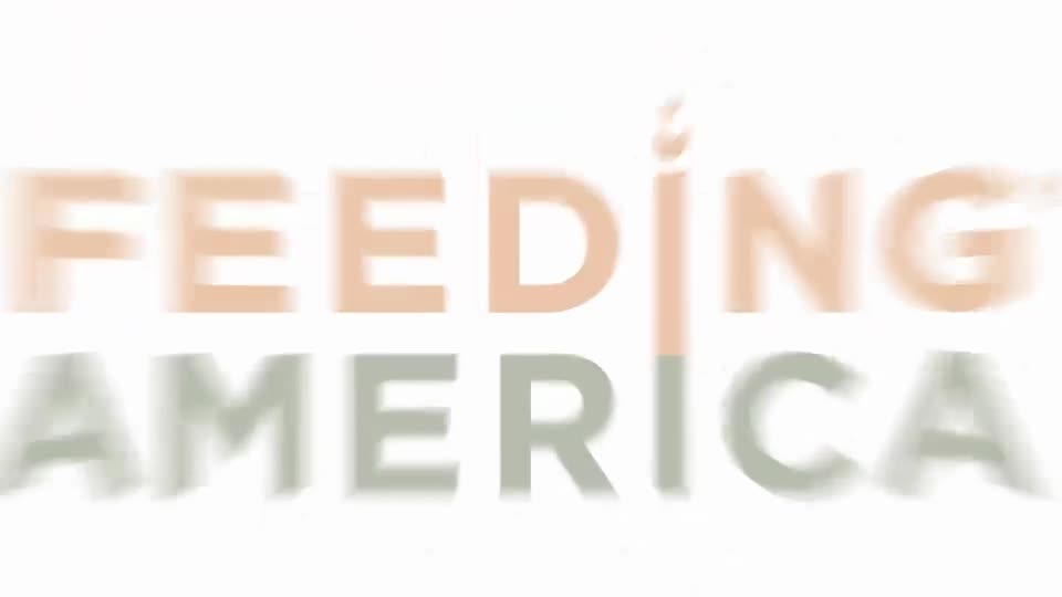 The words "FEEDING AMERICA" are slightly blurred, with the letters in shades of peach and gray. The image is on a white background.
