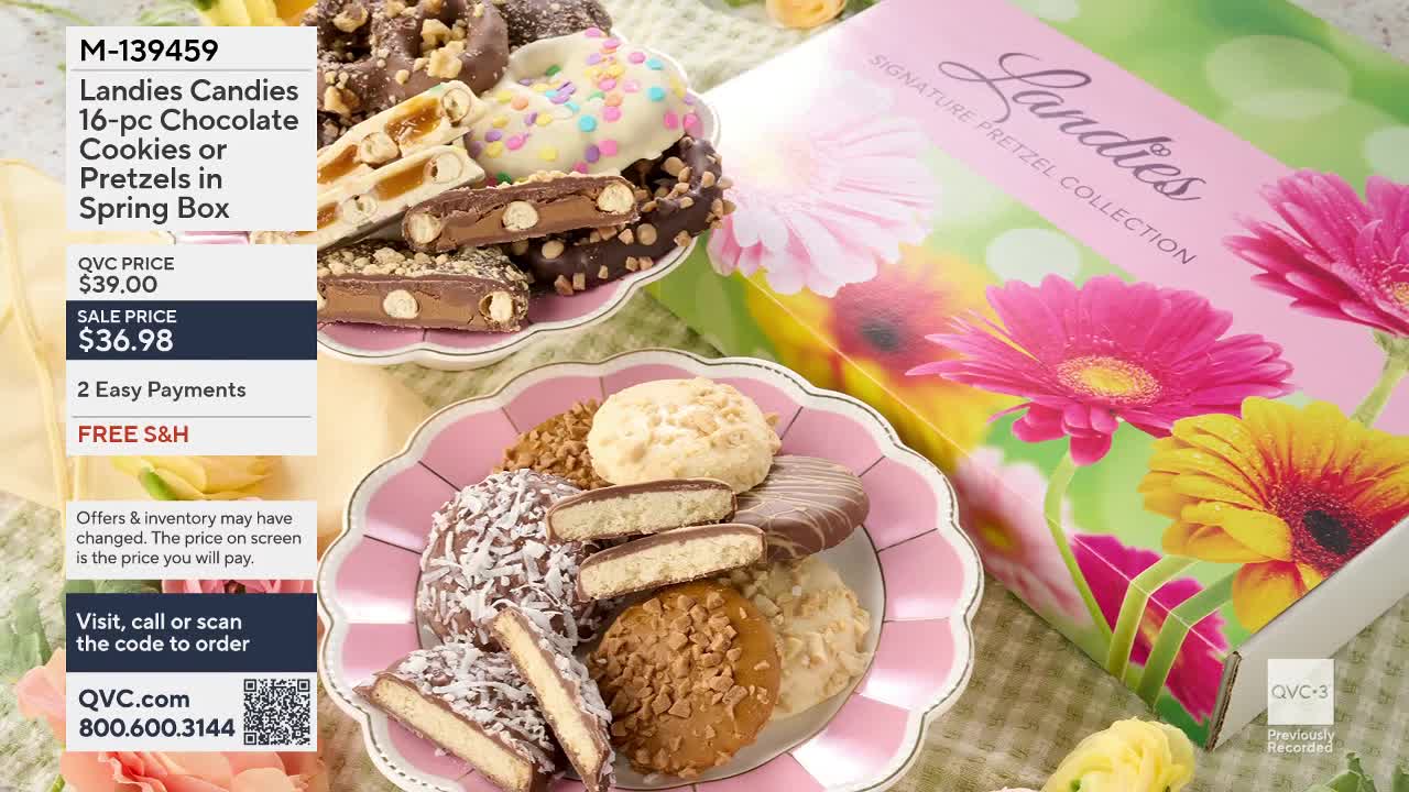 A pink scalloped plate overflows with assorted cookies, some topped with nuts and others dipped in chocolate. Beside it, a tiered stand holds a collection of chocolate-covered pretzels and candies, their rich brown surfaces studded with nuts and caramel.