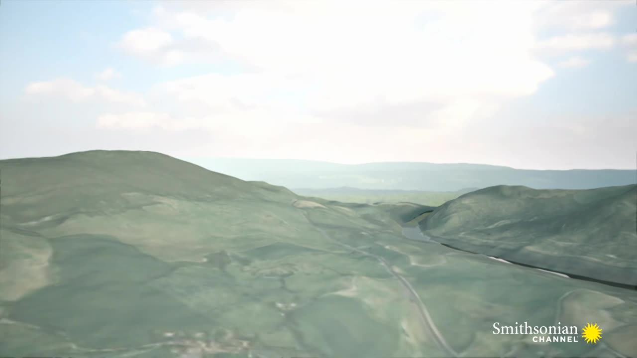 Rolling green hills stretch toward the horizon, a winding river snaking through the valley below. The Smithsonian Channel logo sits in the bottom right corner.
