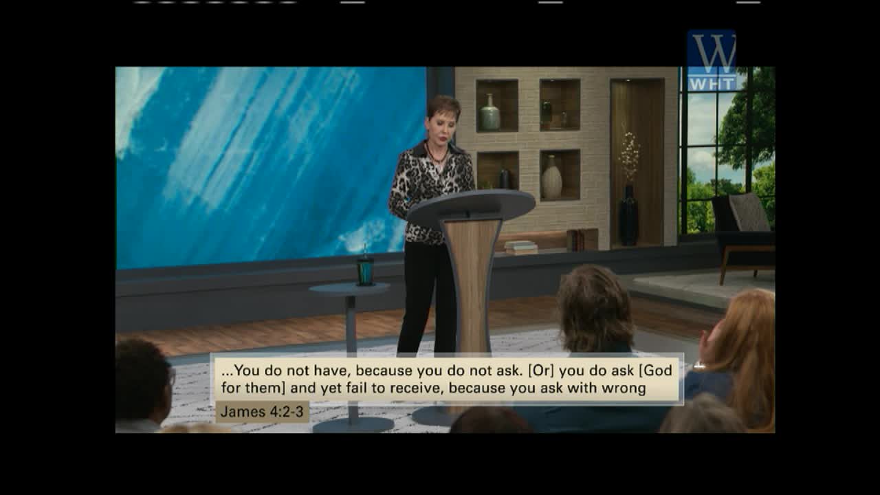 A woman stands at a podium on a stage, speaking to an audience. The World Harvest Television logo appears in the upper right corner of the screen.