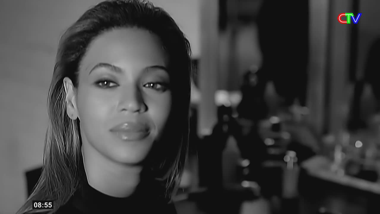 A woman with dark hair and full lips looks directly ahead. A small clock in the corner shows 08:55, and the colorful CTV logo appears in the upper right.