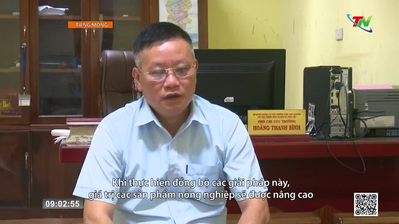 A man in a light blue shirt speaks directly to the camera. A Thai Nguyen TV logo appears in the upper right corner.