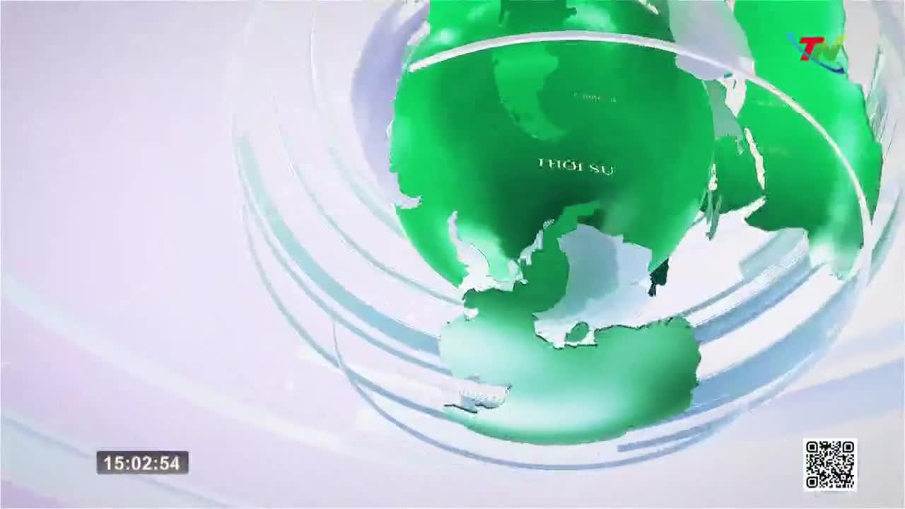 The green globe, with "THOI SU" written across it, spins slowly. A timer in the corner reads 15:02:54.